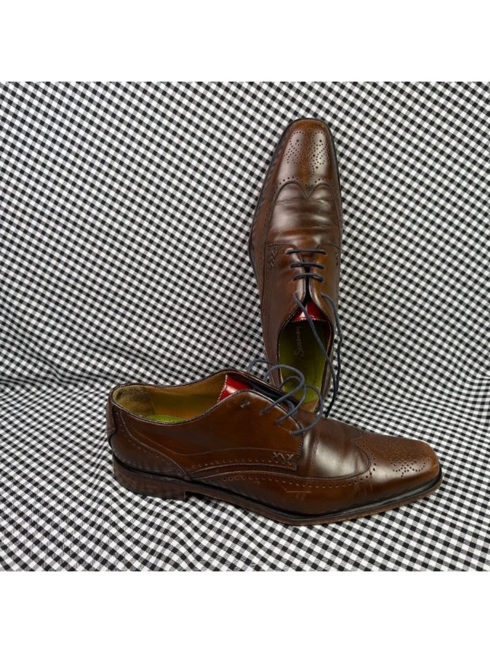 Oliver Sweeney Brown Leather Brogue Shoes Mens 11 Wingtip Dress Oxford Italy